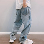 jean Baggy con estrellas Streetwear Men Long Pants